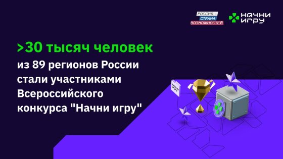 Участниками Всероссийского конкурса «Начни игру» стали более 30 тысяч человек из 89 регионов страны